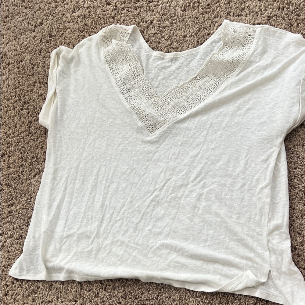 Elegant White Lace Trim Top